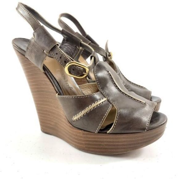 Designer Chloe Saks 5th Ave-Brown Leather Wedge Sandals MSRP$695, sz 38, box/bag - Picture 11 of 16